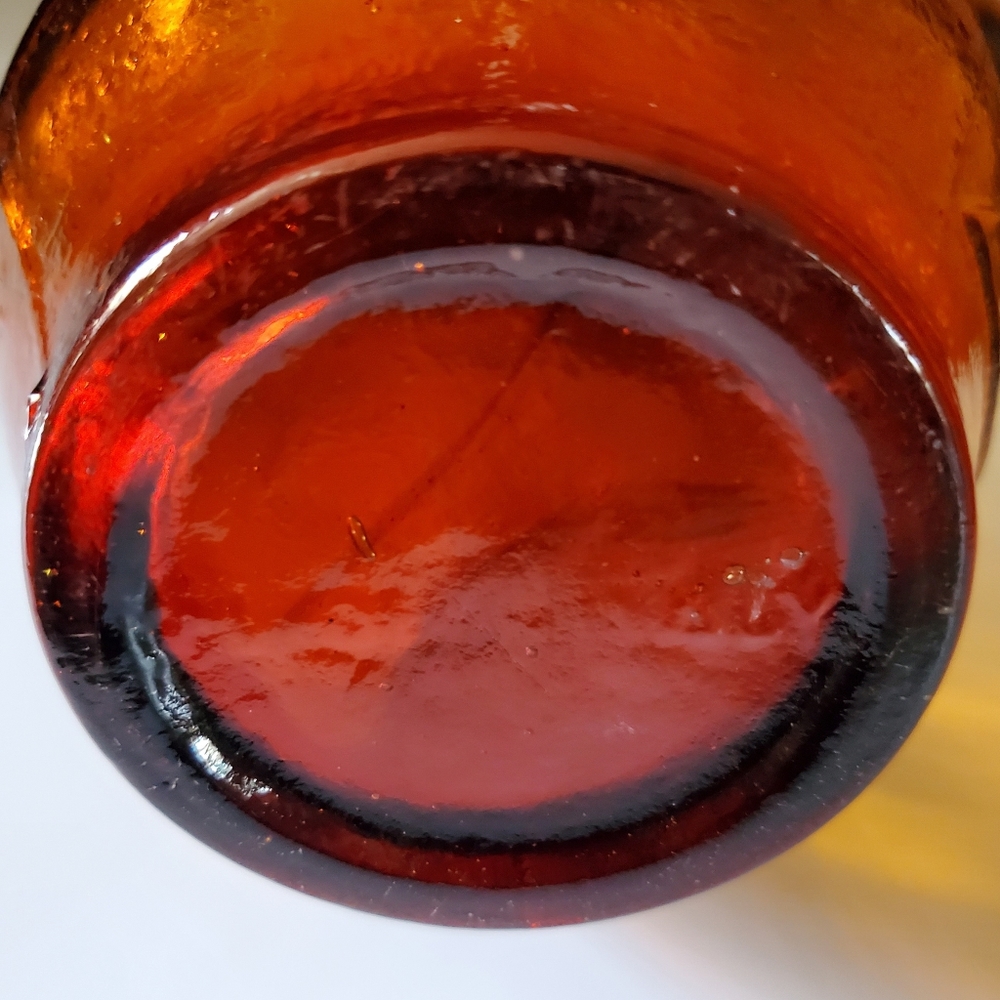 Vntg Empoli 15 1/2" Amber Butterfly & Flower Bottle - Picture 9 of 11